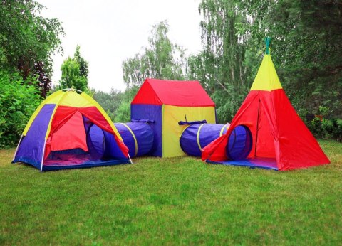 ZESTAW NAMIOTÓW DLA DZIECI 5W1 DOMEK + TUNELE IPLAY