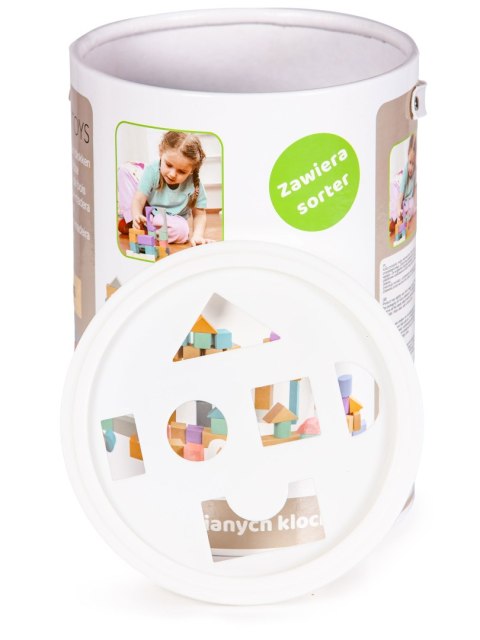 DREWNIANE KLOCKI 100 SZT WIADERKO + SORTER ECOTOYS DREWNIANE KLOCKI 100 SZT WIADERKO + SORTER ECOTOYS