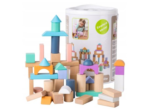 DREWNIANE KLOCKI 100 SZT WIADERKO + SORTER ECOTOYS DREWNIANE KLOCKI 100 SZT WIADERKO + SORTER ECOTOYS