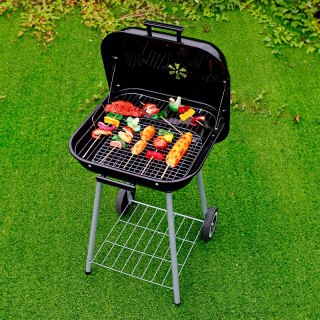 GRILL WĘGLOWY OGRODOWY Z POKRYWĄ NA ZAWIASACH + KÓŁKA MODERNHOME