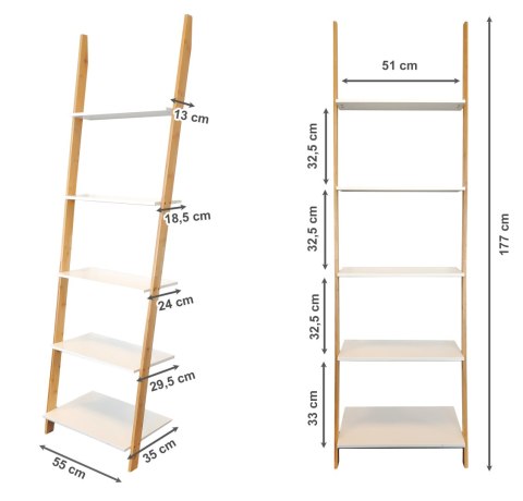 REGAŁ DRABINA 5 PÓŁEK MDF BAMBUS MODERNHOME REGAŁ DRABINA 5 PÓŁEK MDF BAMBUS MODERNHOME