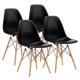 ZESTAW CZTERECH KRZESEŁ KOMPLET DO SALONU JADALNI KRZESŁO CZARNE MODERNHOME