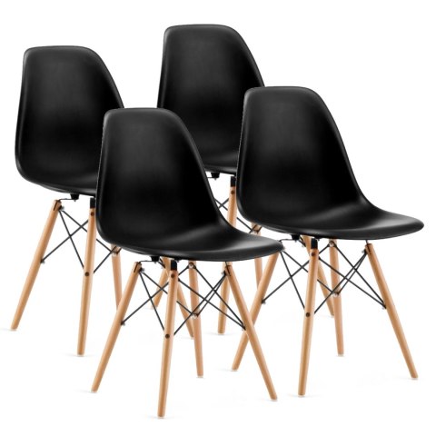 ZESTAW CZTERECH KRZESEŁ KOMPLET DO SALONU JADALNI KRZESŁO CZARNE MODERNHOME