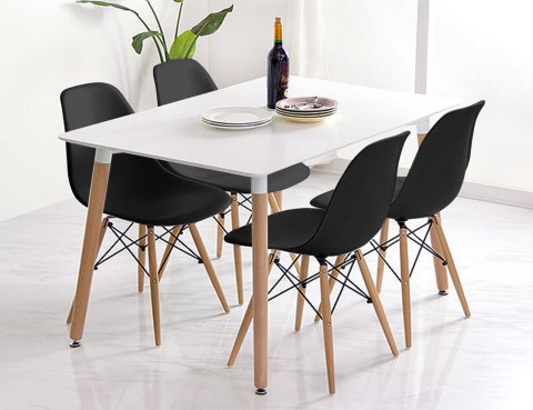 ZESTAW CZTERECH KRZESEŁ KOMPLET DO SALONU JADALNI KRZESŁO CZARNE MODERNHOME