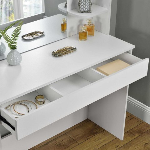 TOALETKA KOSMETYCZNA NOWOCZESNA DUŻE LUSTRO PÓŁKI MODERNHOME TOALETKA KOSMETYCZNA NOWOCZESNA DUŻE LUSTRO PÓŁKI MODERNHOME