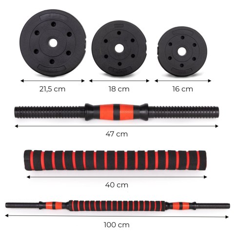 HANTLE REGULOWANE 2 X 15 KG SZTANGA ZESTAW 30 KG GRYF