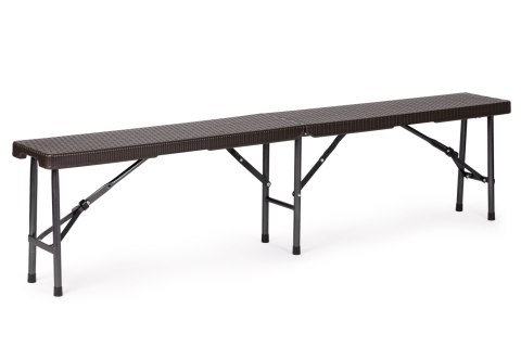 ZESTAW CATERINGOWY STÓŁ BANKIETOWY 180CM 2 ŁAWKI RATAN BRĄZ MODERNHOME