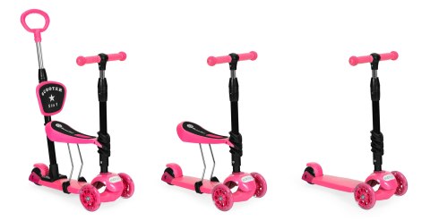 HULAJNOGA TRÓJKOŁOWA BALANSOWA LED 3W1 ŚWIECĄCE KÓŁKA - RÓŻOWA ECOTOYS