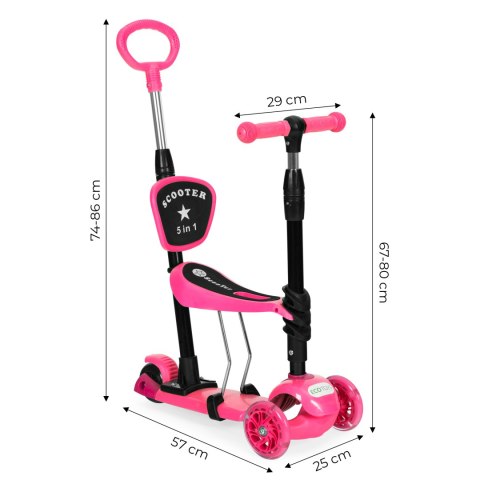HULAJNOGA TRÓJKOŁOWA BALANSOWA LED 3W1 ŚWIECĄCE KÓŁKA - RÓŻOWA ECOTOYS