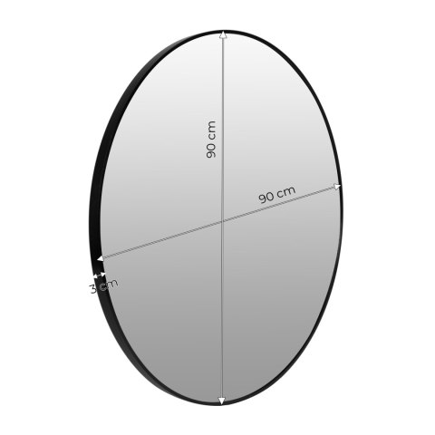 OKRĄGŁE LUSTRO ŚCIENNE 90 CM WISZĄCE NOWOCZESNE CZARNA RAMA ALUMINIUM MODERNHOME