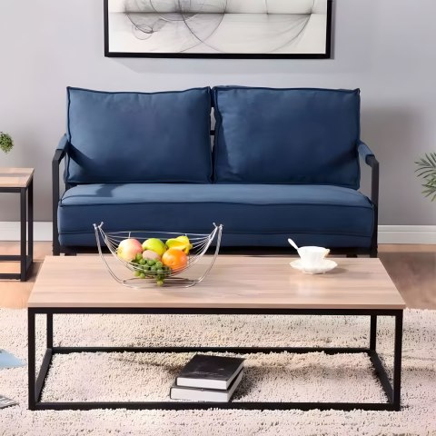 STÓŁ KAWOWY ŁAWA DUŻY BRĄZOWY BLAT METALOWY STELAŻ MODERNHOME
