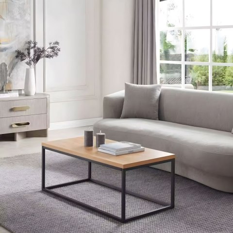 STÓŁ KAWOWY ŁAWA DUŻY BRĄZOWY BLAT METALOWY STELAŻ MODERNHOME