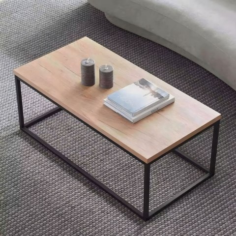 STÓŁ KAWOWY ŁAWA DUŻY BRĄZOWY BLAT METALOWY STELAŻ MODERNHOME