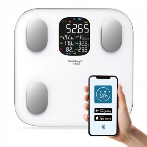 WAGA ŁAZIENKOWA ANALITYCZNA 15 PARAMETRÓW APPLE HEALTH GOOGLE FIT VERA WEBBER