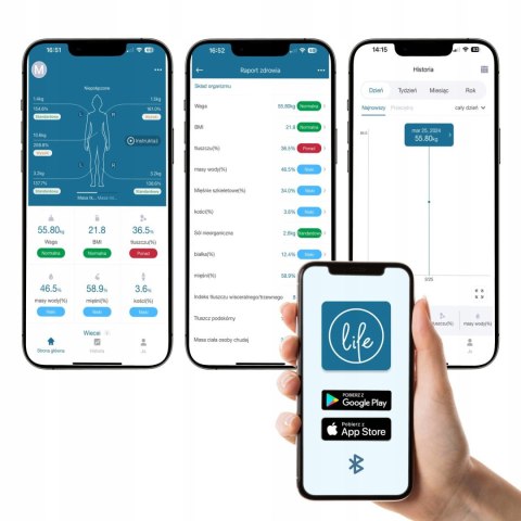 WAGA ŁAZIENKOWA ANALITYCZNA 15 PARAMETRÓW APPLE HEALTH GOOGLE FIT VERA WEBBER