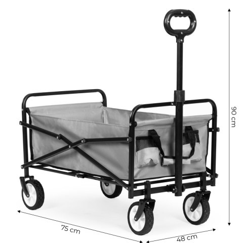 WÓZEK PLAŻOWY TRANSPORTOWY OGRODOWY SKŁADANY SZARY 48X90 CM MULTIGARDEN