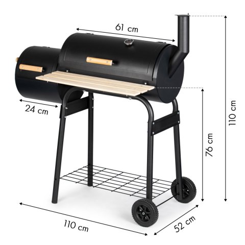 Duży grill ogrodowy wędzarbua 2w1 z termometrem komin półka koła Duży grill ogrodowy wędzarbua 2w1 z termometrem komin półka koła
