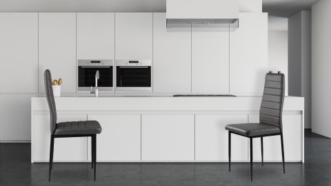 Zestaw krzeseł do jadalni salonu z ekoskóry 4 szt. wysokie oparcie - szare ModernHome