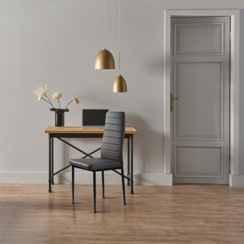 Zestaw krzeseł do jadalni salonu z ekoskóry 4 szt. wysokie oparcie - szare ModernHome