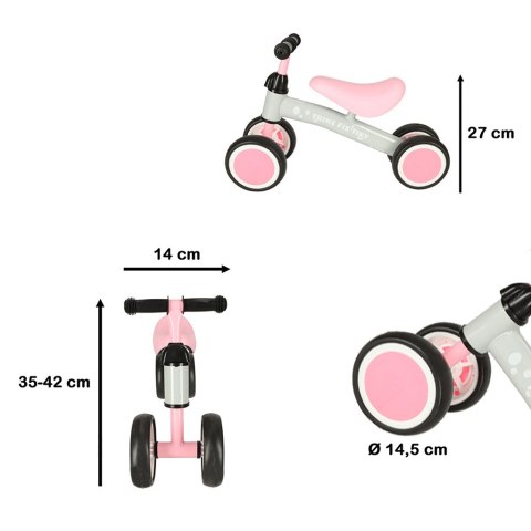 Rowerek biegowy Trike Fix Tiny jeździk chodzik 4 koła regulacja kierownicy różowy